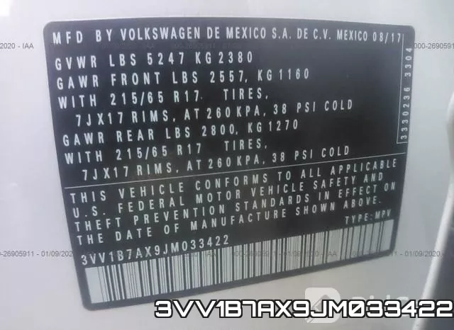 3VV1B7AX9JM033422 фото 10