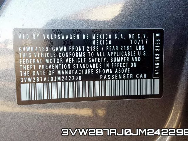 3VW2B7AJ0JM242298 фото 2