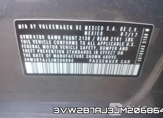 3VW2B7AJ3JM206864 фото 10
