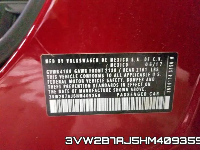 3VW2B7AJ5HM409359 фото 2