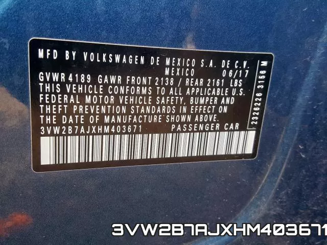 3VW2B7AJXHM403671 фото 2