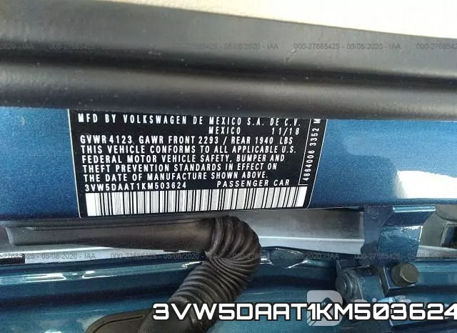 3VW5DAAT1KM503624 фото 10