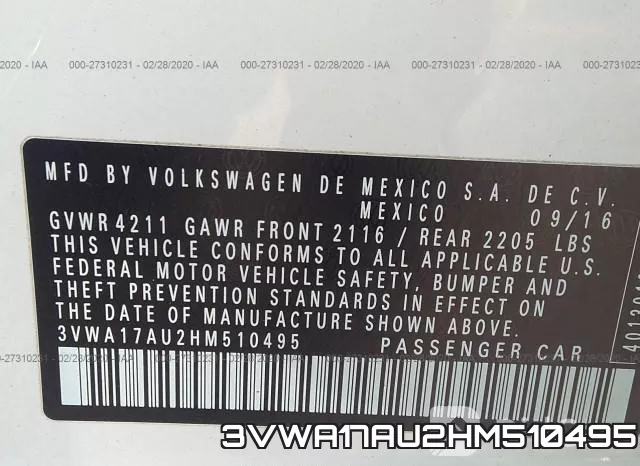 3VWA17AU2HM510495 фото 10