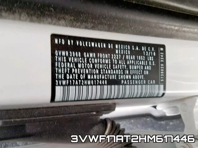 3VWF17AT2HM617446 фото 2