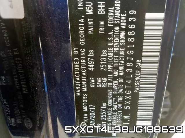 5XXGT4L38JG188639 фото 2