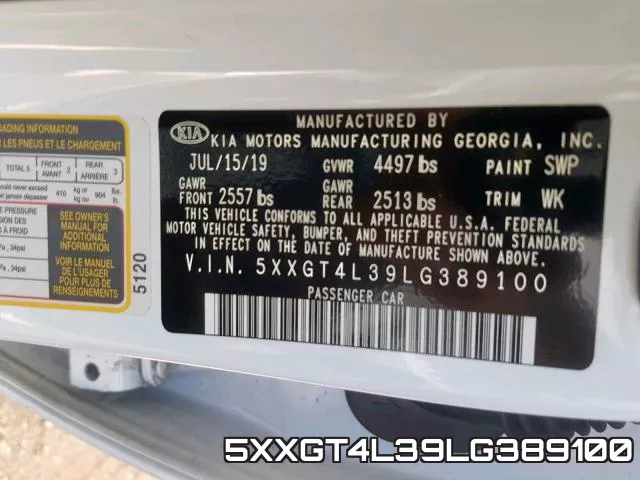 5XXGT4L39LG389100 фото 2