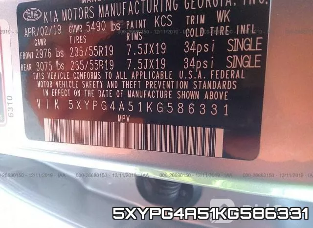 5XYPG4A51KG586331 фото 10