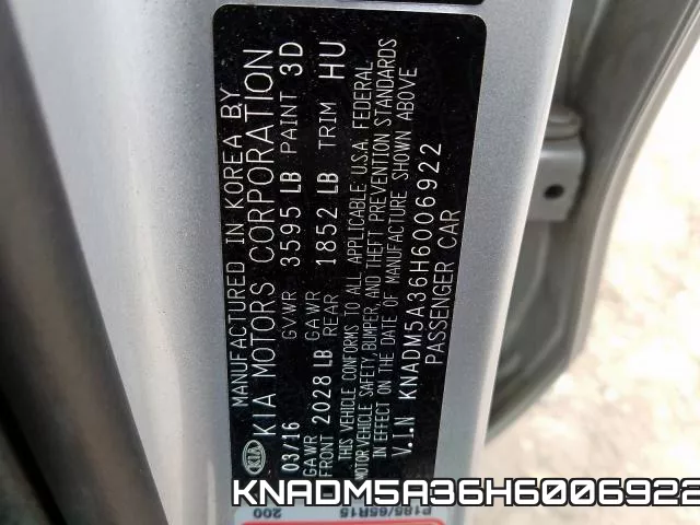 KNADM5A36H6006922 фото 2