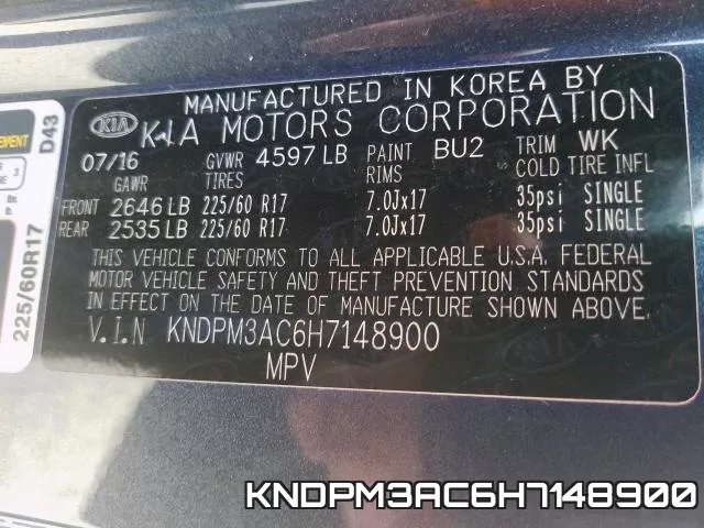 KNDPM3AC6H7148900 фото 2