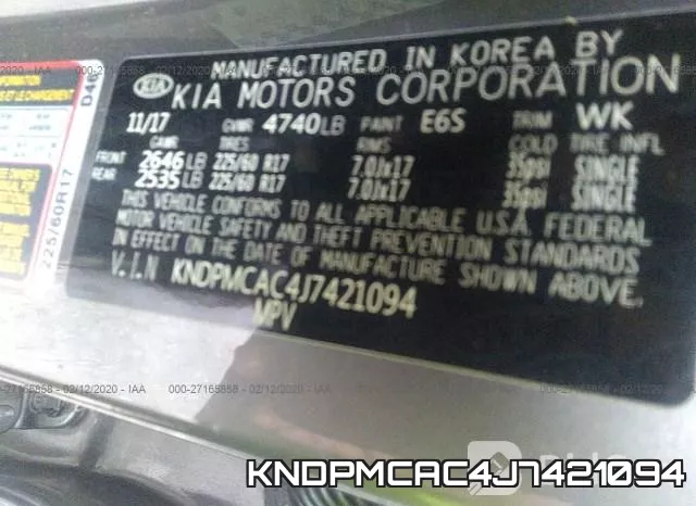 KNDPMCAC4J7421094 фото 10