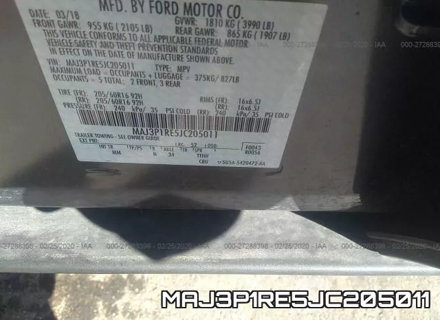 MAJ3P1RE5JC205011 фото 10