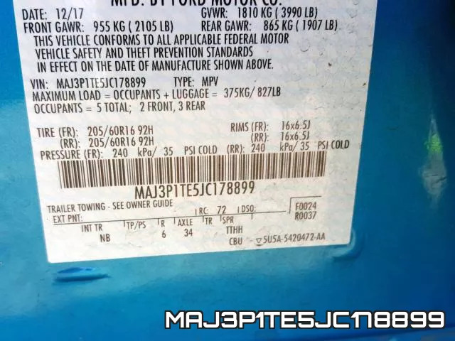 MAJ3P1TE5JC178899 фото 2