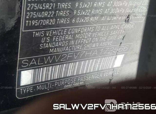 SALWV2FV7HA172566 фото 10