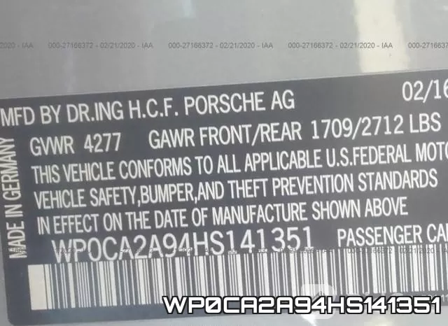 WP0CA2A94HS141351 фото 10