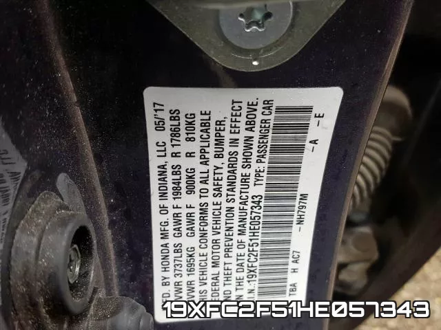 19XFC2F51HE057343 фото 2