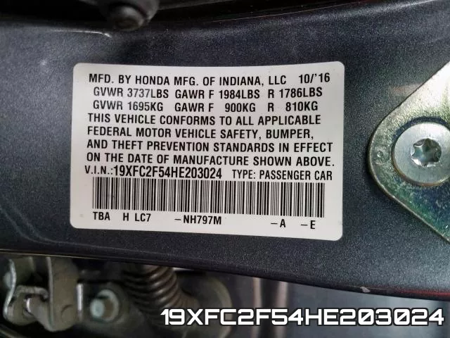 19XFC2F54HE203024 фото 2