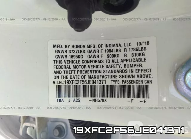 19XFC2F56JE041371 фото 10