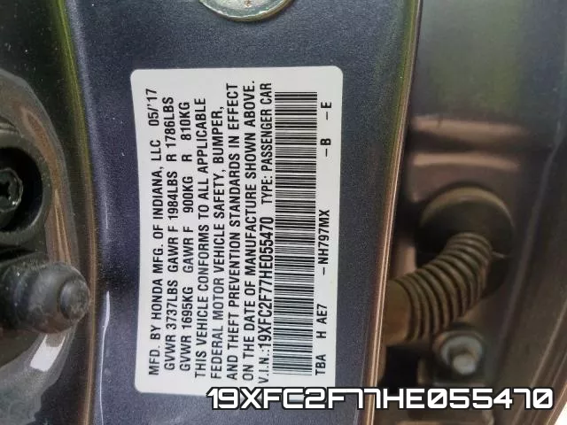 19XFC2F77HE055470 фото 2
