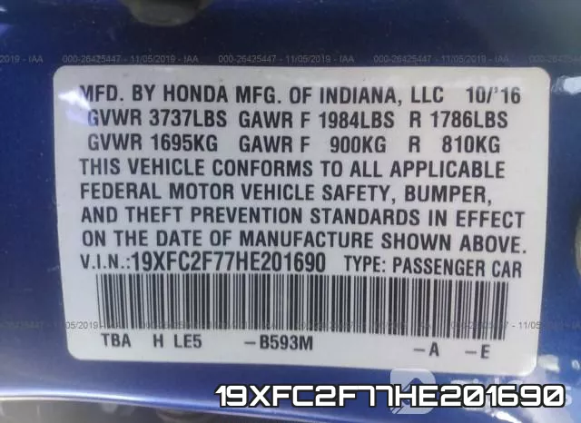 19XFC2F77HE201690 фото 10