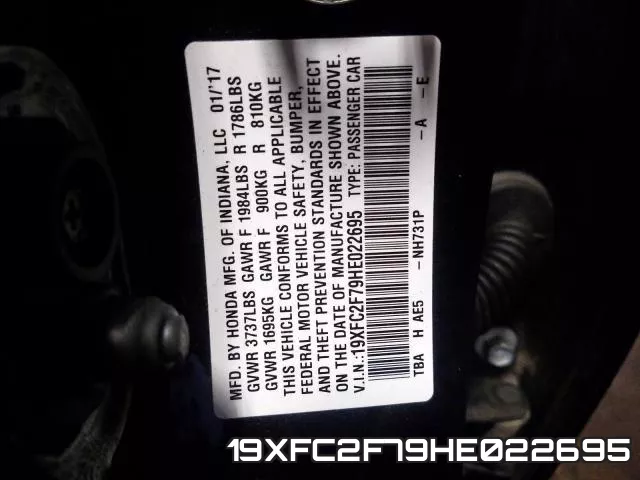 19XFC2F79HE022695 фото 2