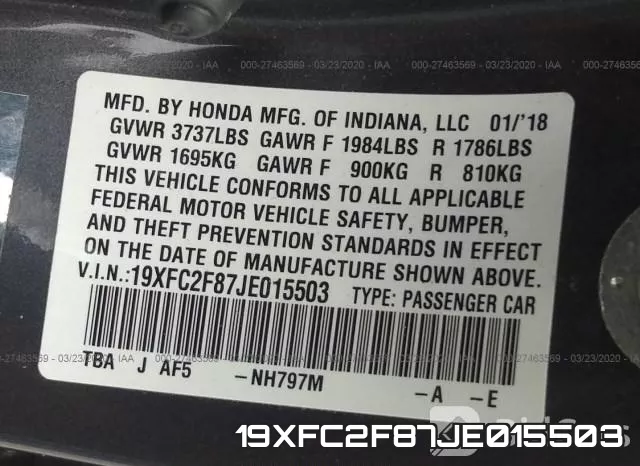 19XFC2F87JE015503 фото 10