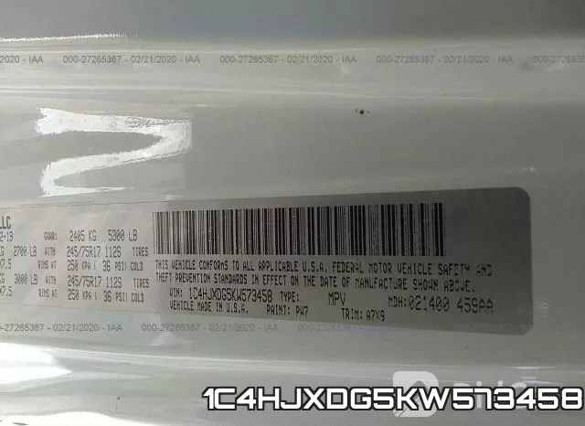 1C4HJXDG5KW573458 фото 10