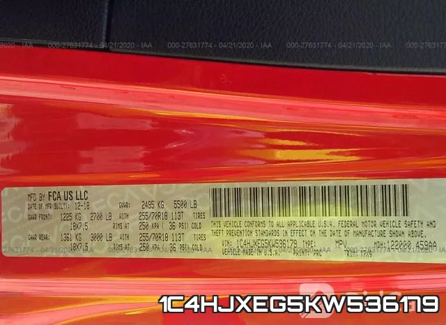 1C4HJXEG5KW536179 фото 10