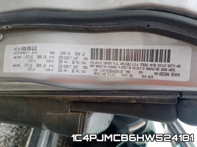 1C4PJMCB6HW524181 фото 2