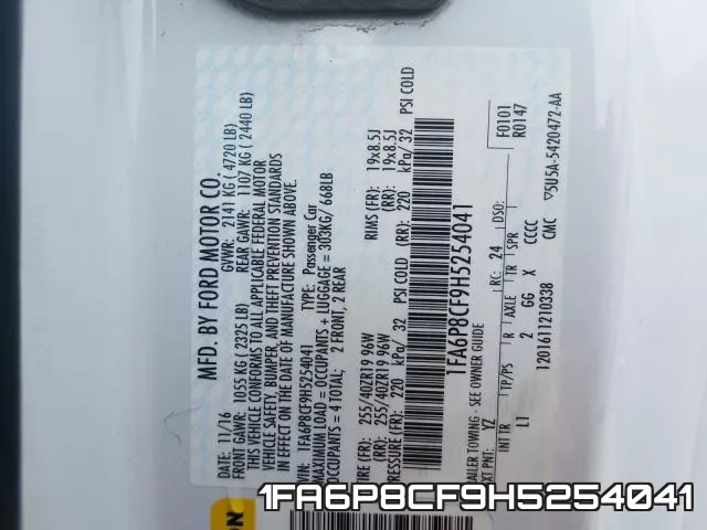 1FA6P8CF9H5254041 фото 2