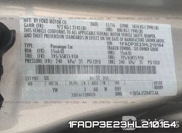 1FADP3E23HL210164 фото 10