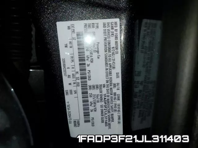 1FADP3F21JL311403 фото 2
