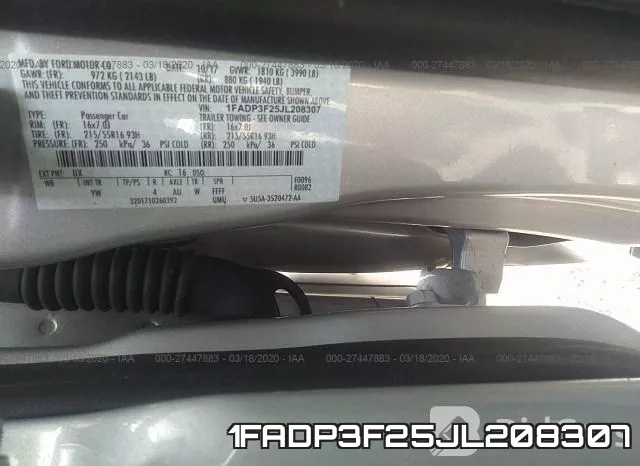 1FADP3F25JL208307 фото 10