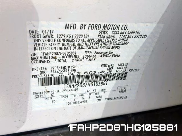 1FAHP2D87HG105881 фото 2