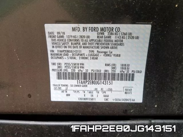 1FAHP2E80JG143151 фото 2
