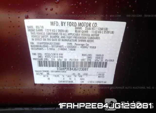 1FAHP2E84JG123081 фото 10