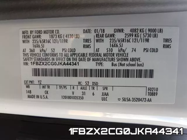 1FBZX2CG0JKA44341 фото 2