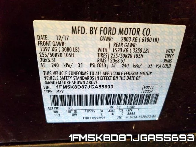 1FM5K8D87JGA55693 фото 2