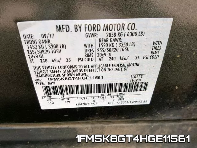 1FM5K8GT4HGE11561 фото 2