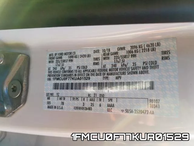 1FMCU0F77KUA01529 фото 2