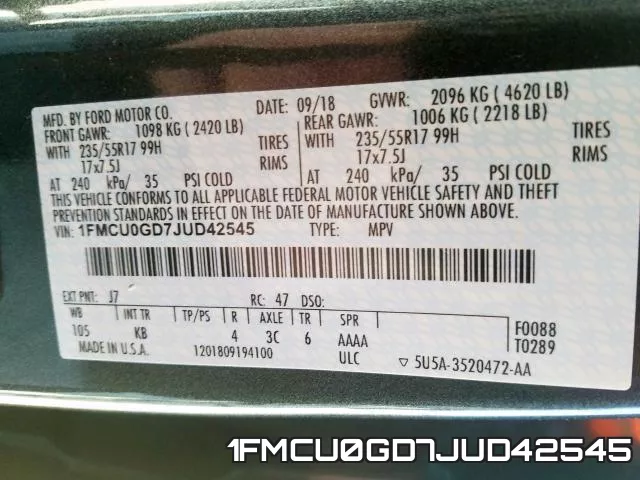 1FMCU0GD7JUD42545 фото 2