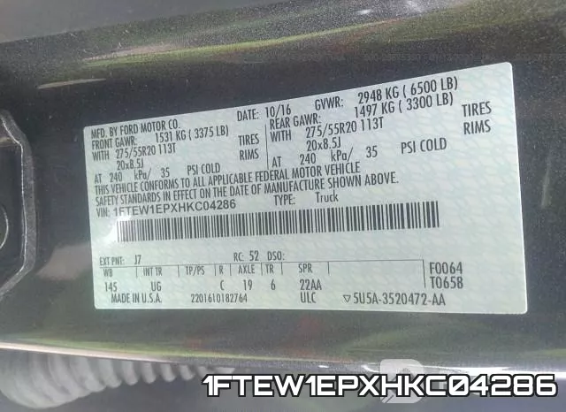 1FTEW1EPXHKC04286 фото 10