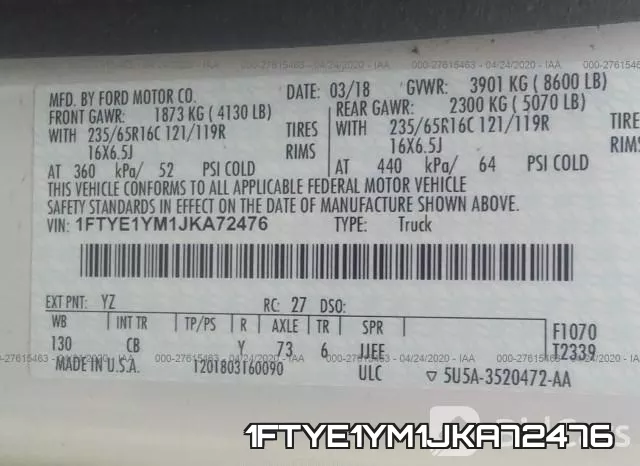 1FTYE1YM1JKA72476 фото 10