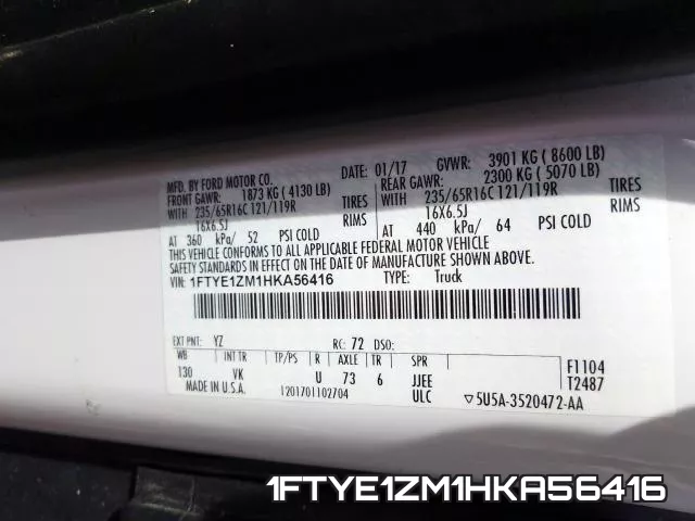 1FTYE1ZM1HKA56416 фото 2