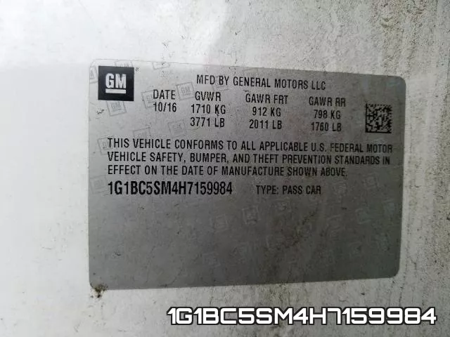 1G1BC5SM4H7159984 фото 2