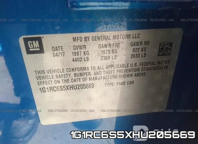 1G1RC6S5XHU205669 фото 10