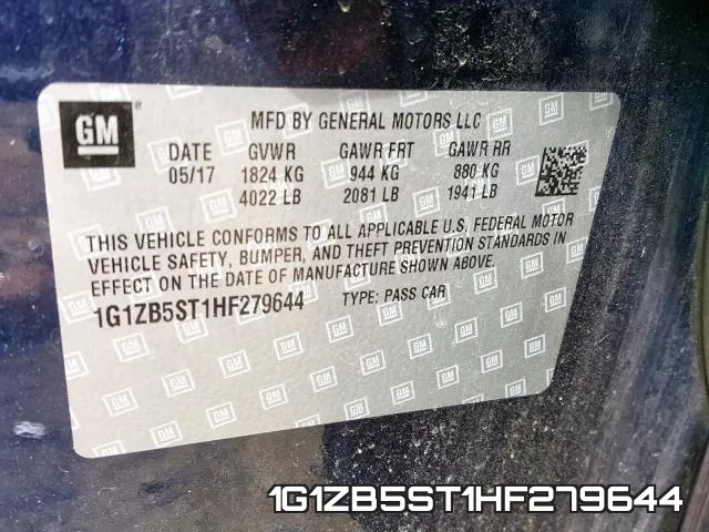 1G1ZB5ST1HF279644 фото 2