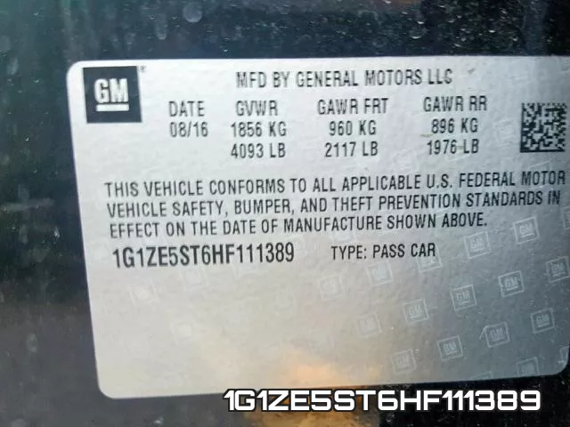 1G1ZE5ST6HF111389 фото 2
