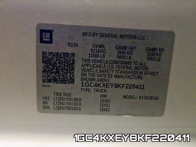 1GC4KXEY8KF220411 фото 2
