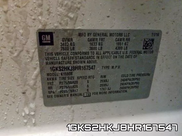 1GKS2HKJ8HR167547 фото 2