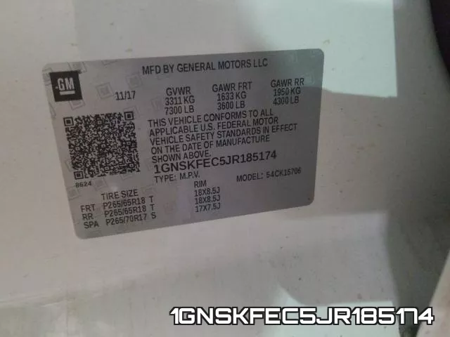 1GNSKFEC5JR185174 фото 2